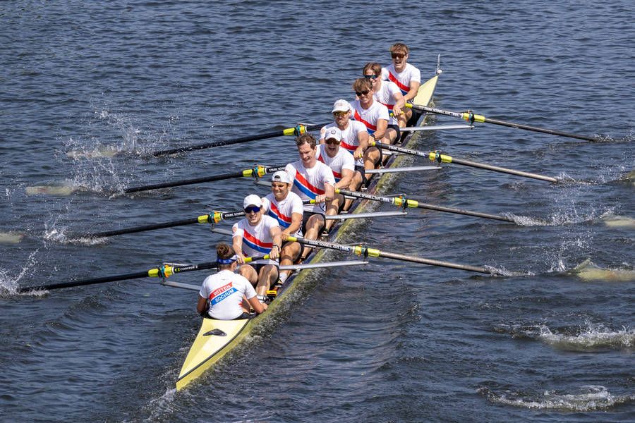 Der Bochum/ Witten Achter beim zweiten Renntag der Ruder-Bundesliga (RBL) in Mülheim. Foto: Jonas Mehnert/Ruder-Bundesliga